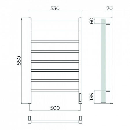 Ватикан П8 500х850 Электро (quick touch) Полотенцесушитель TERMINUS Сатин Пушкино - фото 4