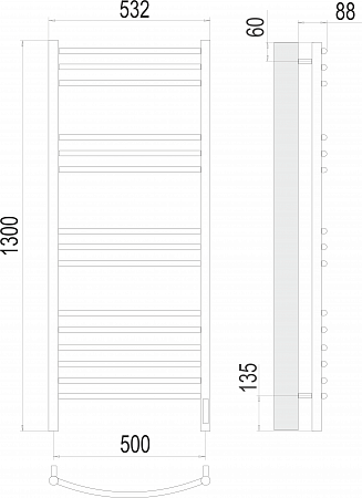 Классик П15 500х1300 электро (sensor quick touch)  Полотенцесушитель TERMINUS Пушкино - фото 3