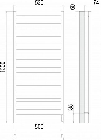 Ното П15 500х1300  электро (sensor quick touch) Полотенцесушитель  TERMINUS Пушкино - фото 3