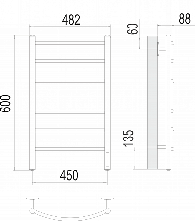 Классик П6 450х600 электро КС ЧЕРНЫЙ МУАР ( new встроен диммер) Полотенцесушитель TERMINUS Пушкино - фото 3 Классик П6 450х600 электро КС ЧЕРНЫЙ МУАР ( new встроен диммер) Полотенцесушитель TERMINUS Пушкино - фото 3