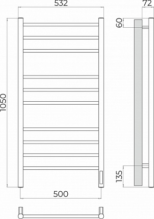 Аврора П10 500х1050 Электро (quick touch) Полотенцесушитель TERMINUS Пушкино - фото 3 Аврора П10 500х1050 Электро (quick touch) Полотенцесушитель TERMINUS Пушкино - фото 3