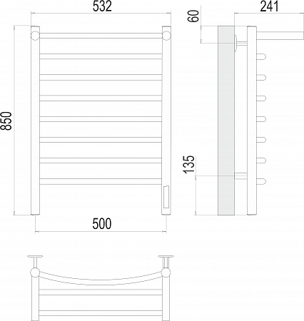 Классик с/п П8 500х850 Электро (quick touch) Полотенцесушитель  TERMINUS Пушкино - фото 3