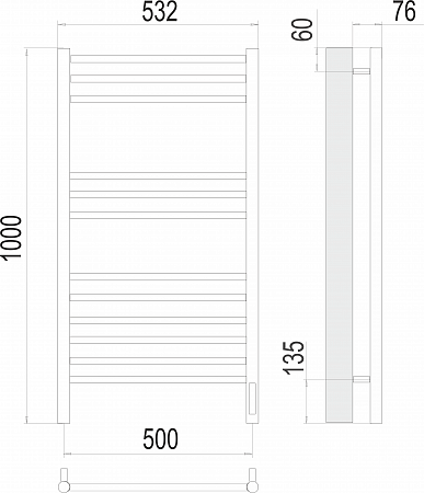 Аврора П12 500х1000 электро (sensor quick touch) Полотенцесушитель TERMINUS Пушкино - фото 3 Аврора П12 500х1000 электро (sensor quick touch) Полотенцесушитель TERMINUS Пушкино - фото 3