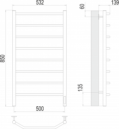 Виктория П8 500х850 Электро (quick touch) Полотенцесушитель  TERMINUS Пушкино - фото 3