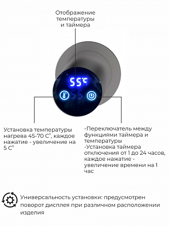 Рондо П2 350х760 электро Полотенцесушитель TERMINUS Оружейная сталь Пушкино - фото 5