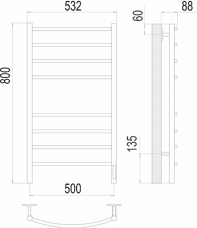 Классик П8 500х800 электро КС 9003 матовый ( new встроен диммер) Полотенцесушитель TERMINUS Пушкино - фото 3 Классик П8 500х800 электро КС 9003 матовый ( new встроен диммер) Полотенцесушитель TERMINUS Пушкино - фото 3