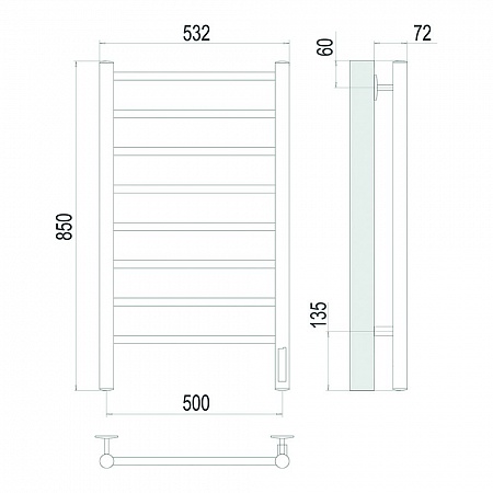 Аврора П8 500х850 Электро Полотенцесушитель TERMINUS Брашированное золото Пушкино - фото 4 Аврора П8 500х850 Электро Полотенцесушитель TERMINUS Брашированное золото Пушкино - фото 4
